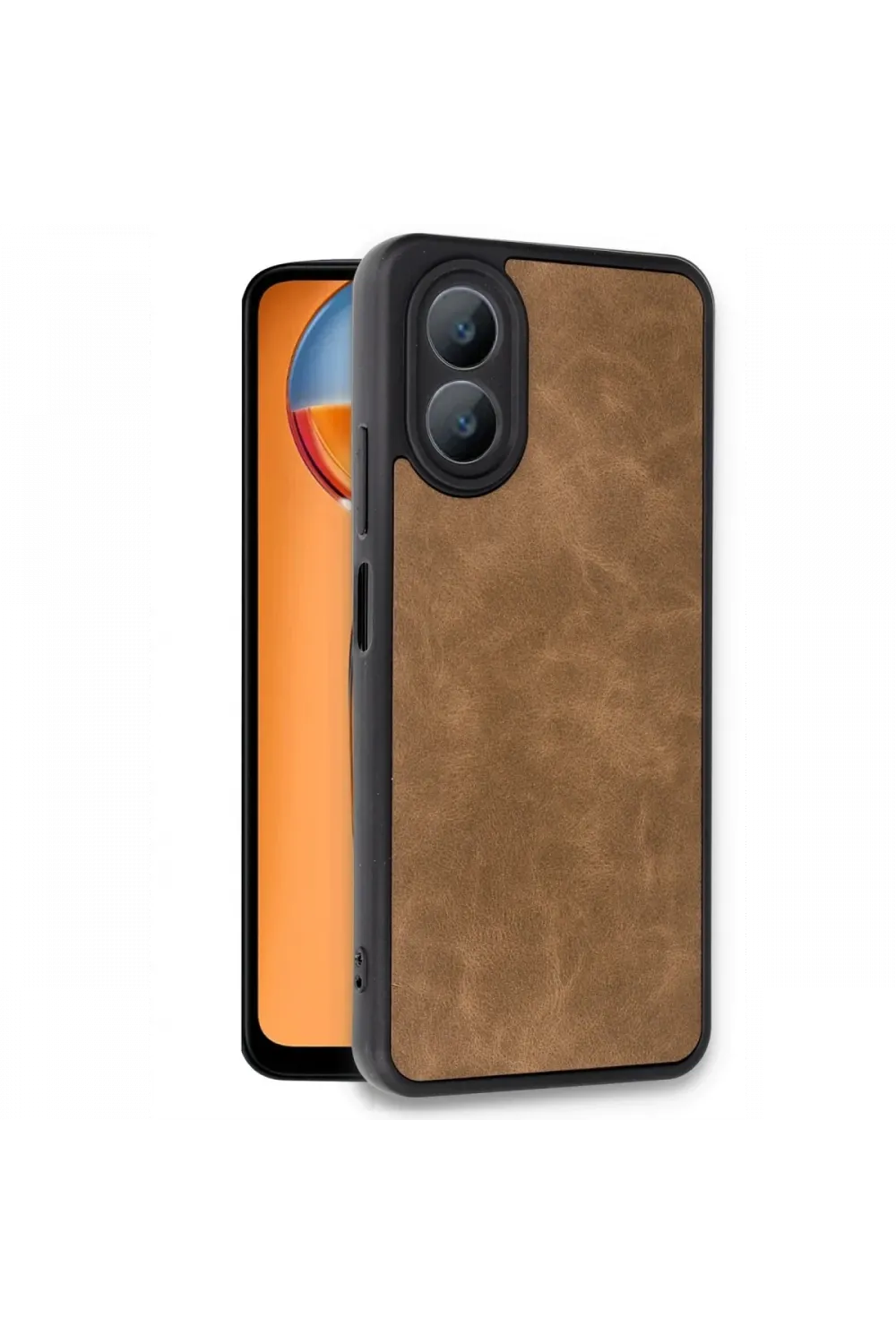Oppo A38 Kılıf Aras Deri Kapak - Taba