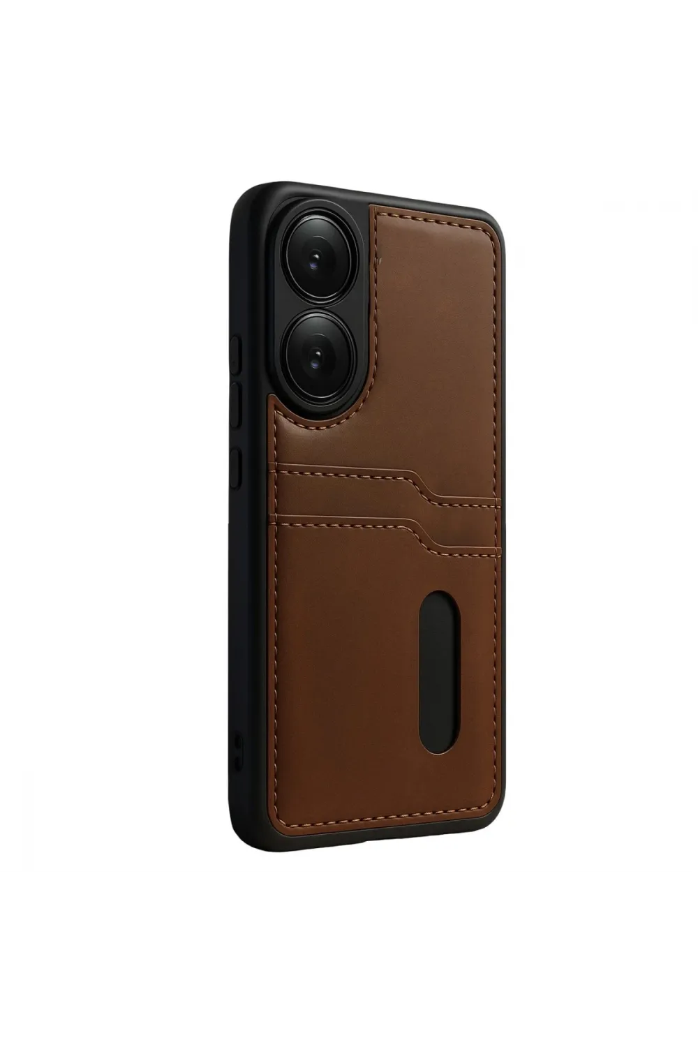 Oppo A38 Sara Kartvizitli Deri Kılıf - Taba