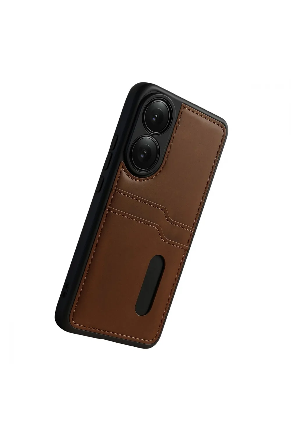 Oppo A38 Sara Kartvizitli Deri Kılıf - Taba