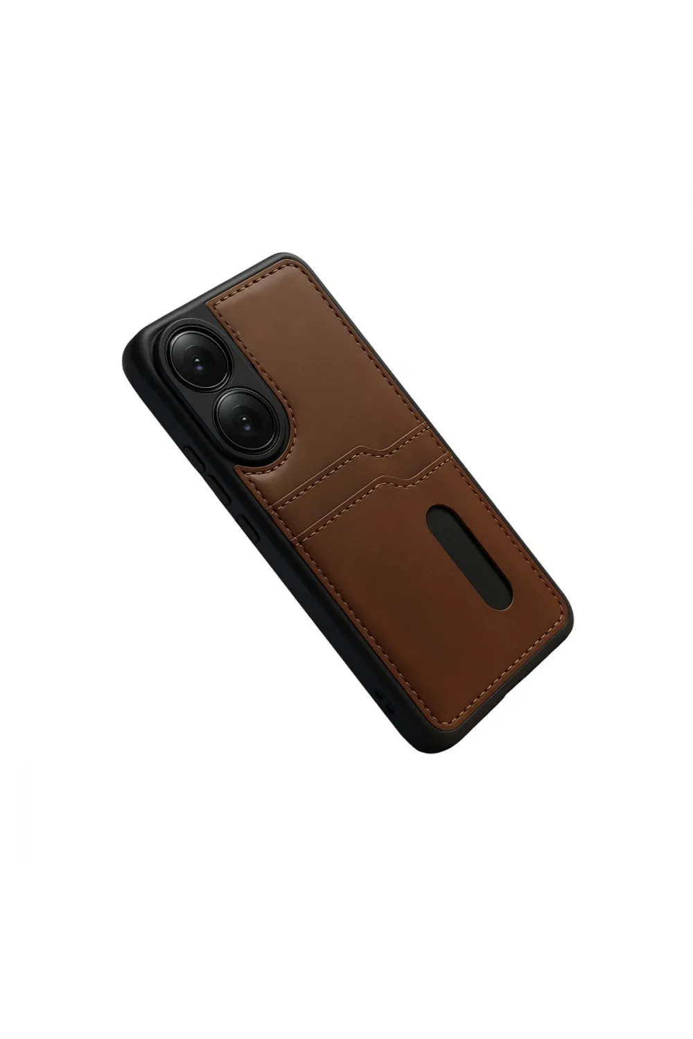 Oppo A38 Sara Kartvizitli Deri Kılıf - Taba