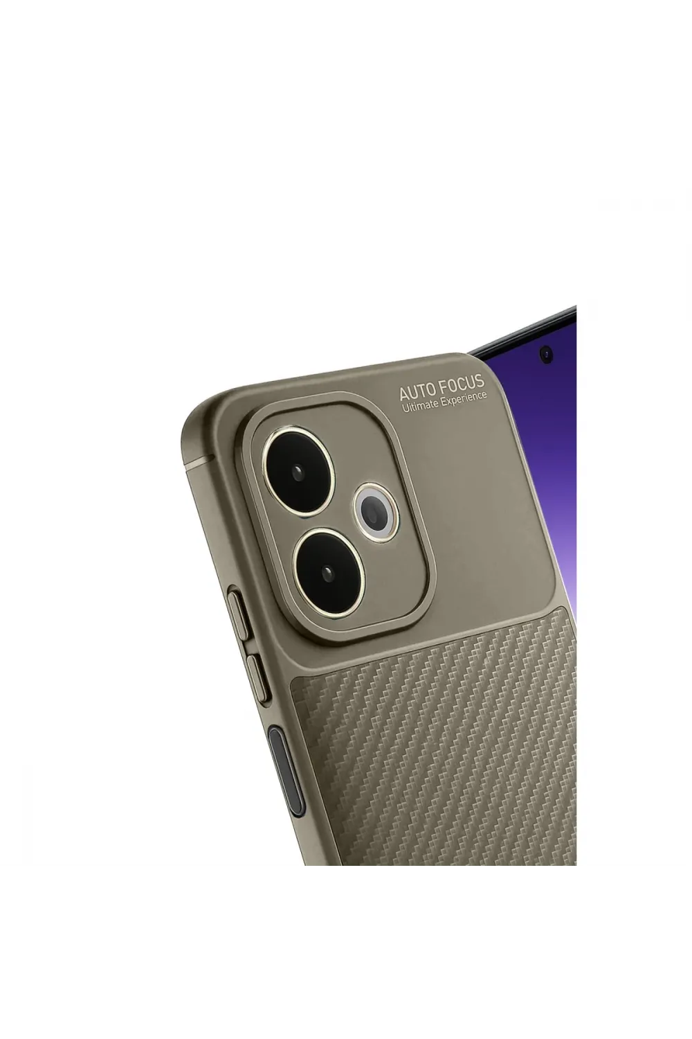 Oppo A5 Pro 4g Kılıf Auto Focus Karbon Kapak - Kahverengi