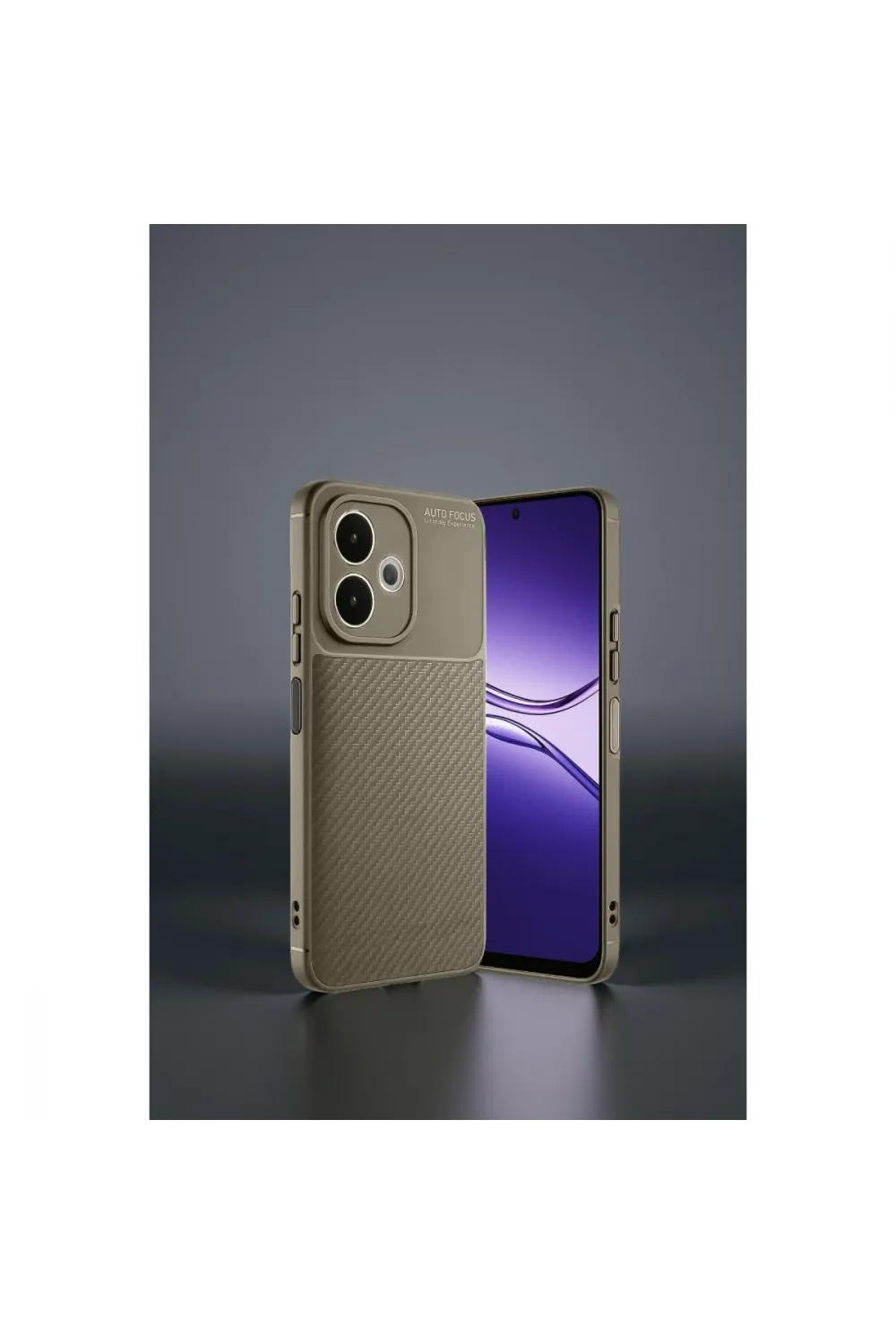 Oppo A5 Pro 4g Kılıf Auto Focus Karbon Kapak - Kahverengi