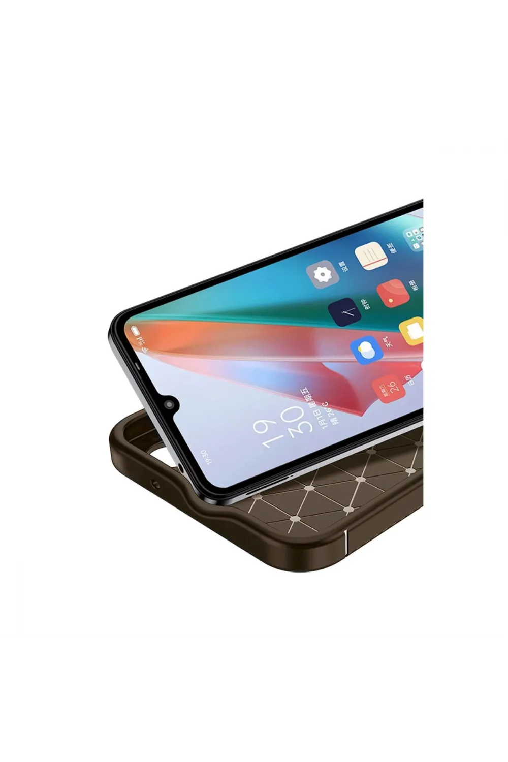 Oppo A60 Kılıf Auto Focus Karbon Kapak - Kahverengi