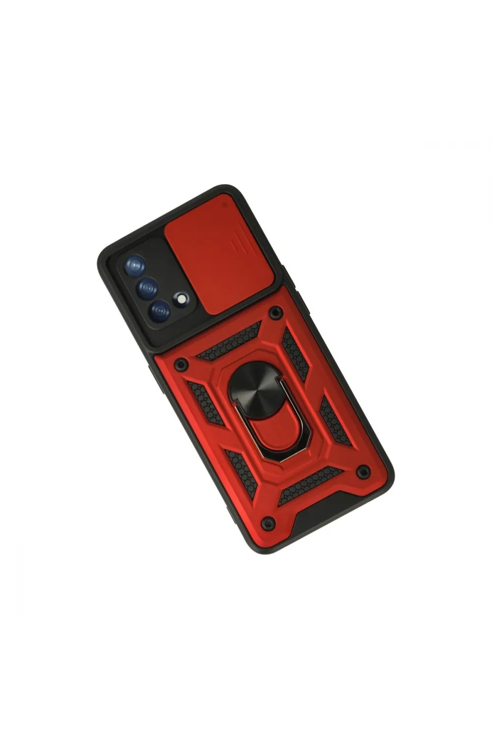 Oppo A74 4g Kılıf Pars Lens Yüzüklü Silikon - Kırmızı