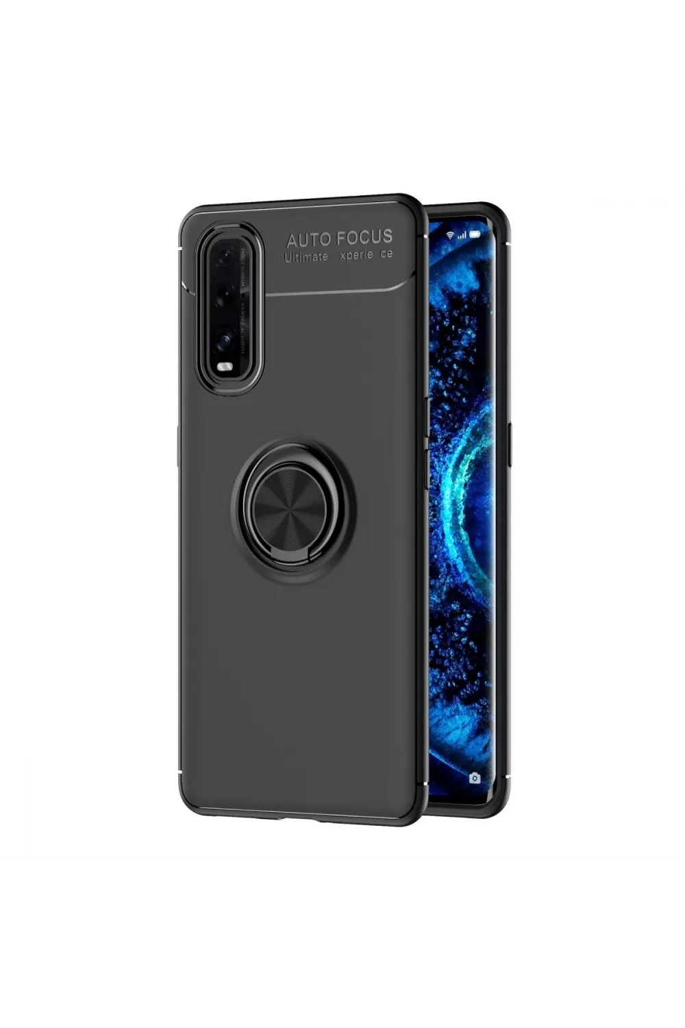 Oppo Find X2 Kılıf Range Yüzüklü Silikon - Siyah