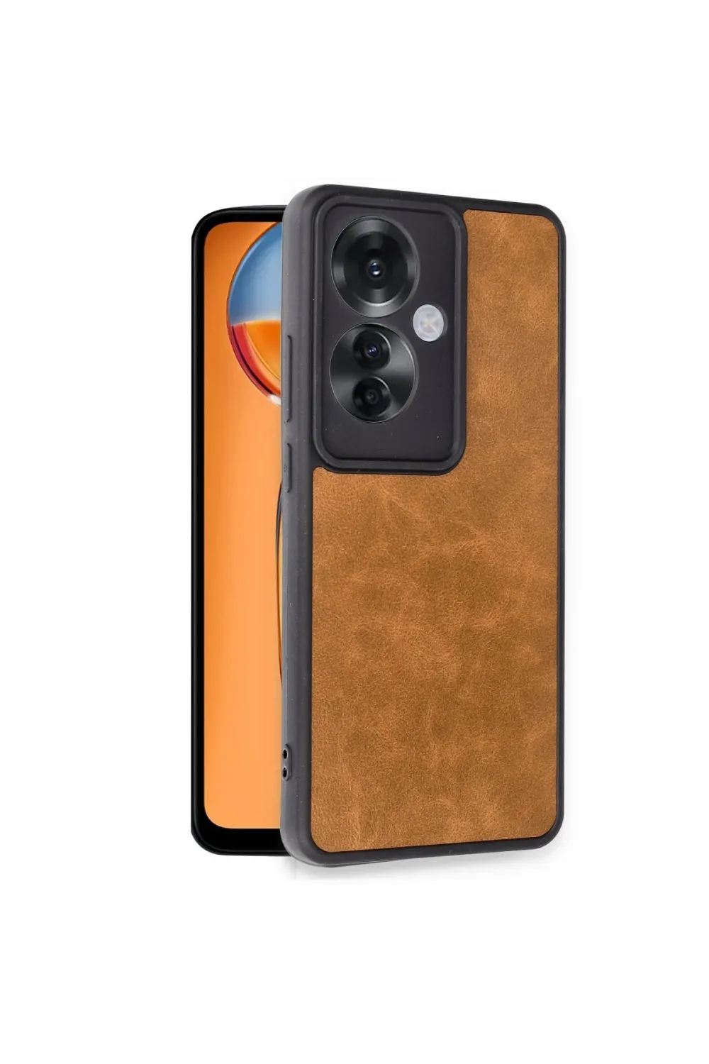 Oppo Reno 11f Kılıf Aras Deri Kapak - Taba
