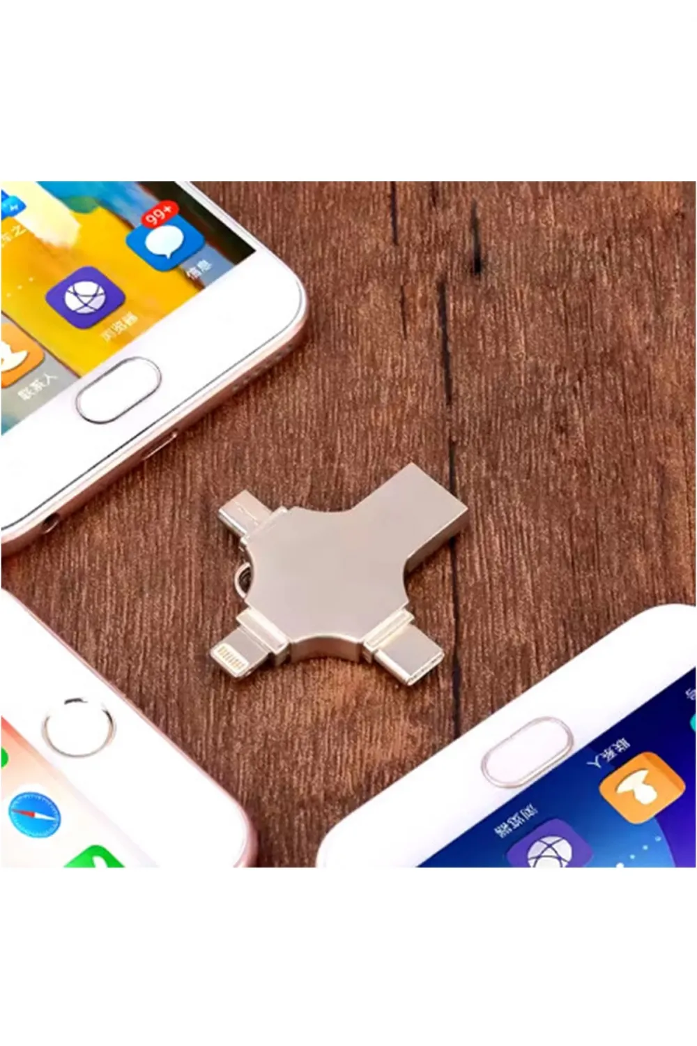 Otg 4in1 Cep Telefonu Çok Fonksiyonlu Usb Flash Bellek 64 Gb Type-c, Micro Sd Ve Kart Okuyucu