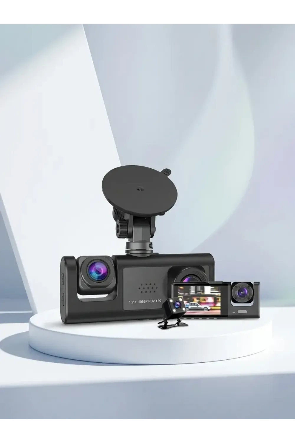 Oto Araç İçi Kamera 3 Kameralı Full Hd Ön Arka İç Kayıt Dashcam