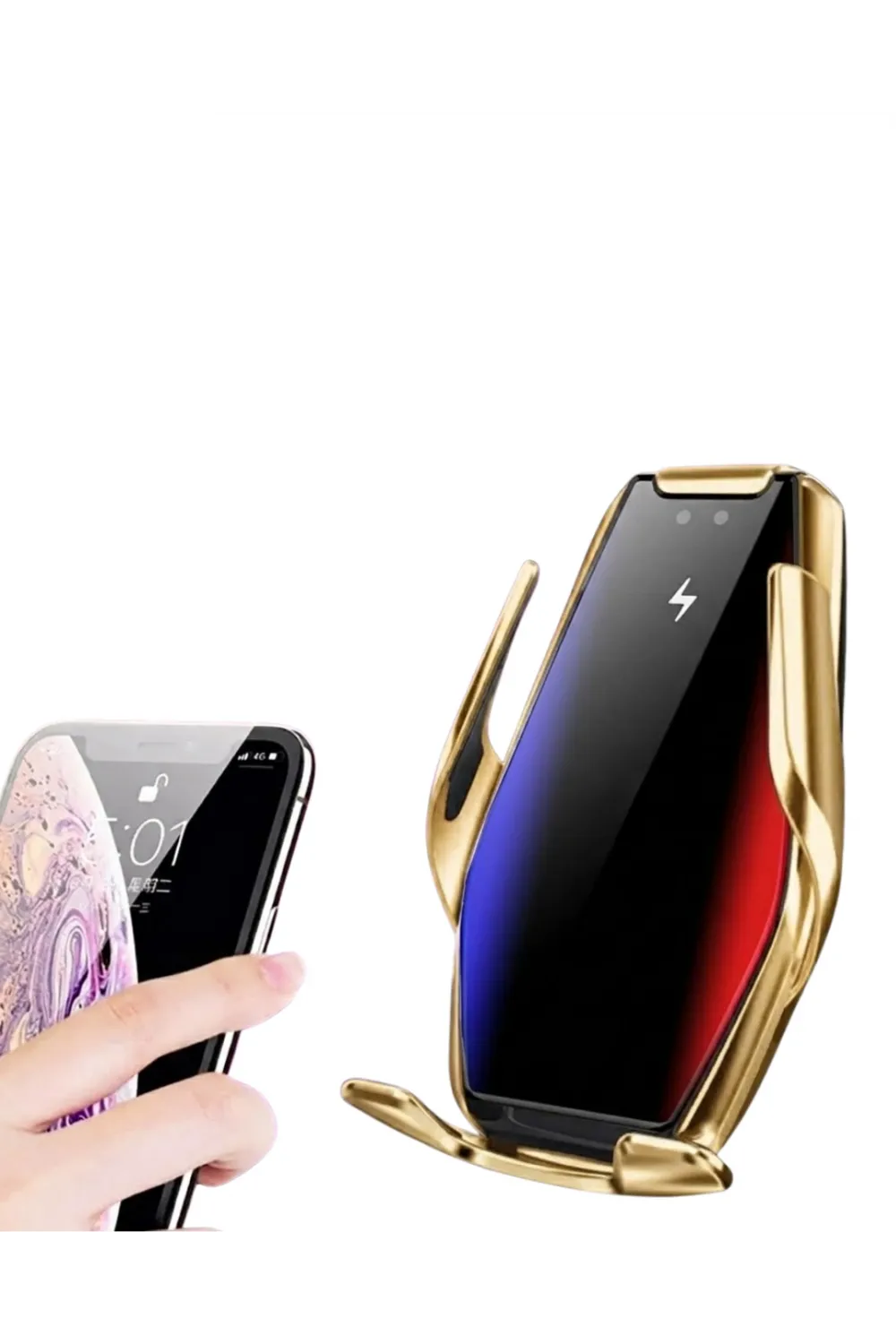 Otomatik Açılan Araç Telefon Tutucu Kablosuz Şarj Ve Tek Elle Kullanım