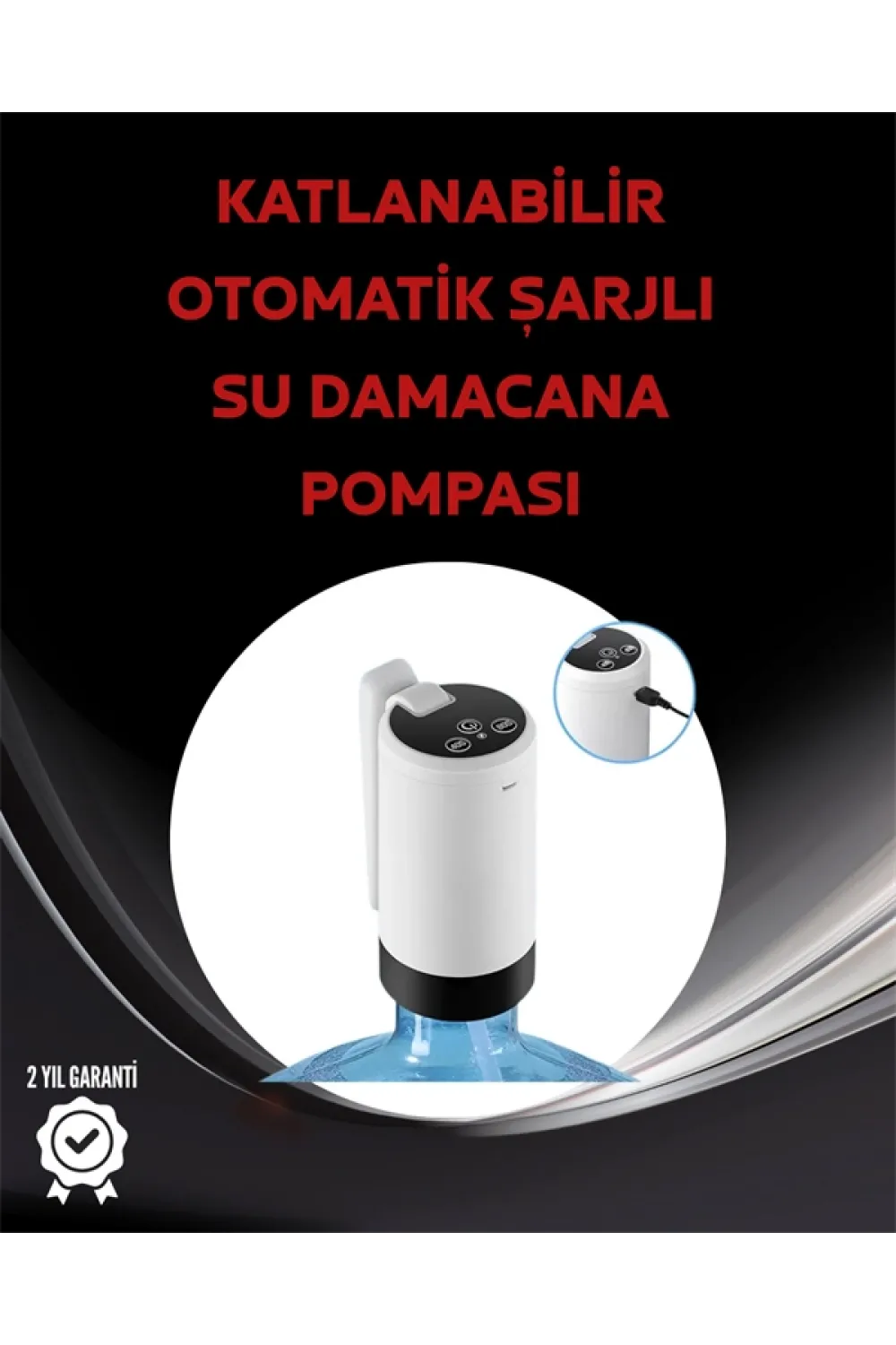 Otomatik Şarjlı Damacana Pompası Ev Ofis Kamp Kullanım