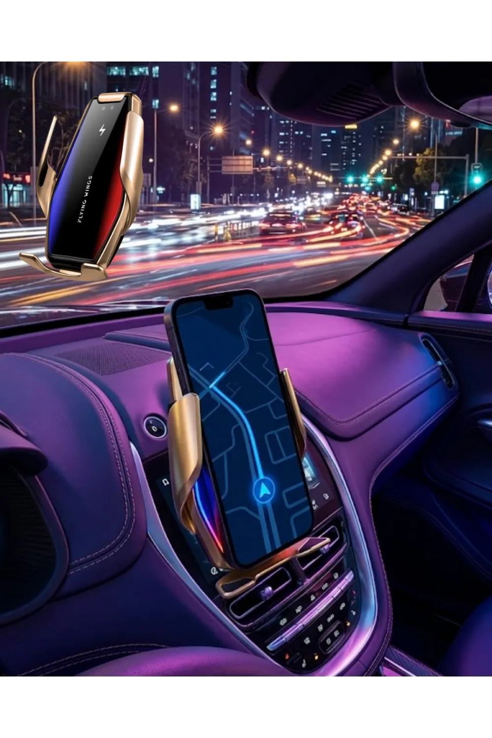 Otomatik Sensörlü Araç Telefon Tutucu Kablosuz Şarj Özellikli 360 Derece Döner