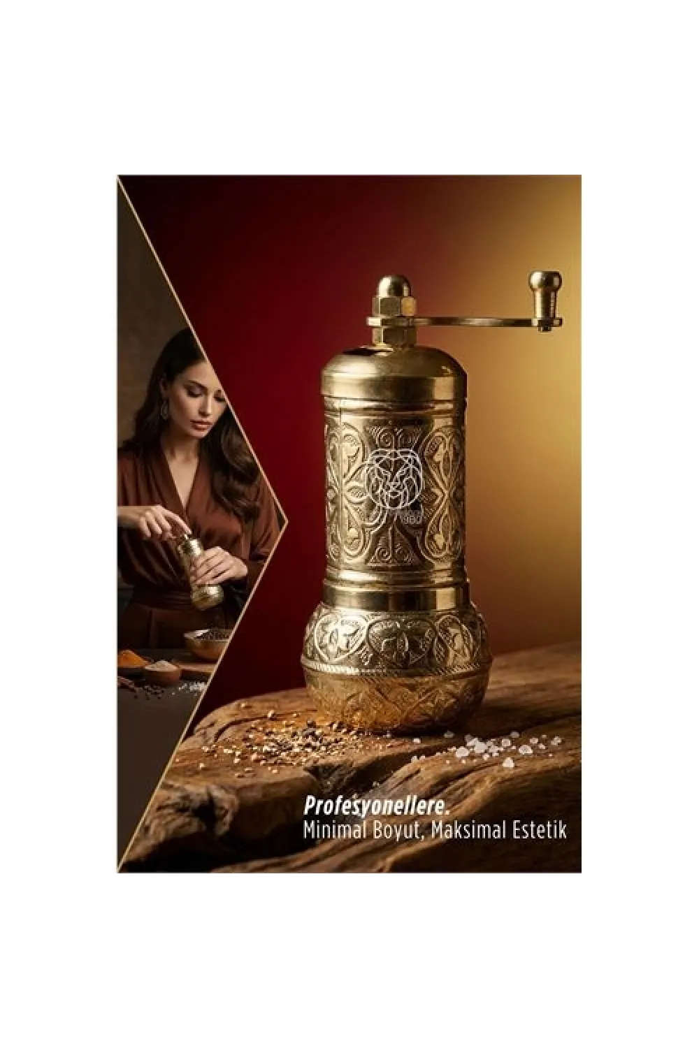 Ottoman Gold Serisi - Antik İşlemeli Tuz ve Karabiber Değirmeni 722900