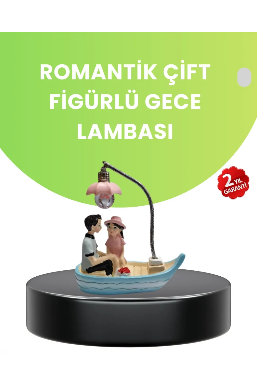 Oturan Çift Figürlü Led Masa Lambası Romantik Hediye