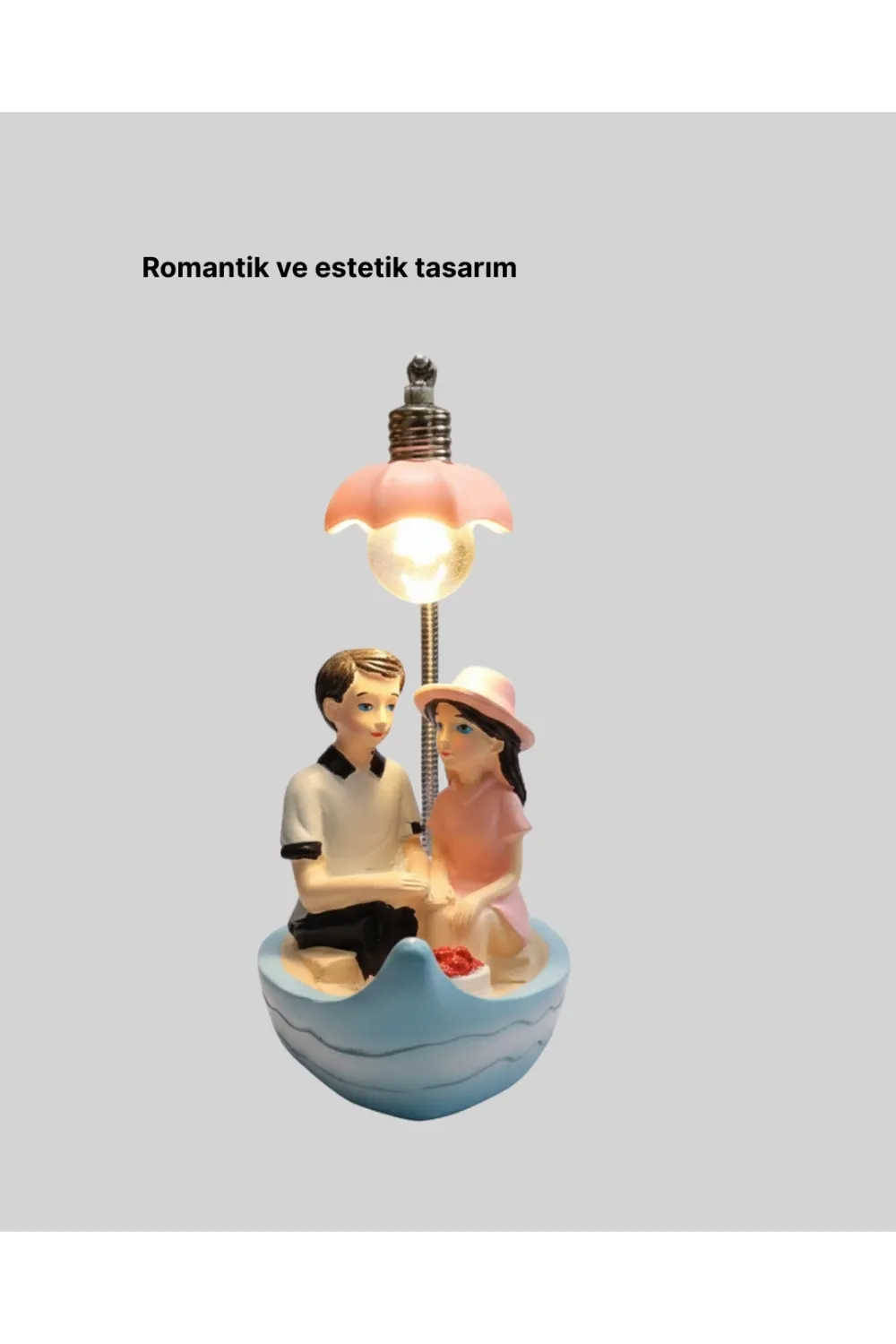 Oturan Çift Figürlü Led Masa Lambası Romantik Hediye