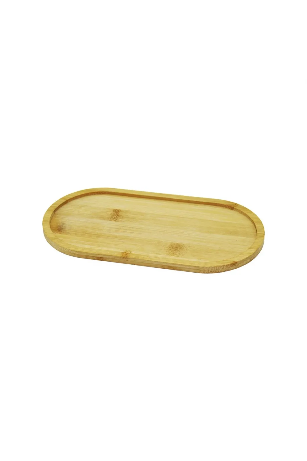 Oval Ahşap Bambu Yağdanlık Altlık 12x23cm