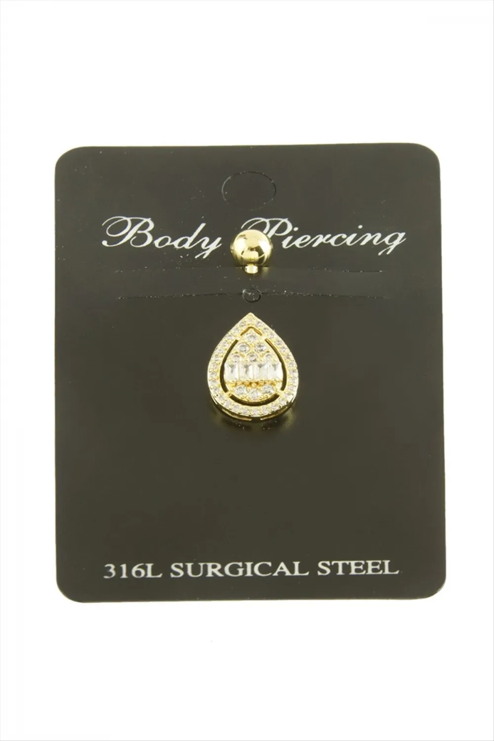 Oval Baget Taşlı Göbek Piercing  1 Adet