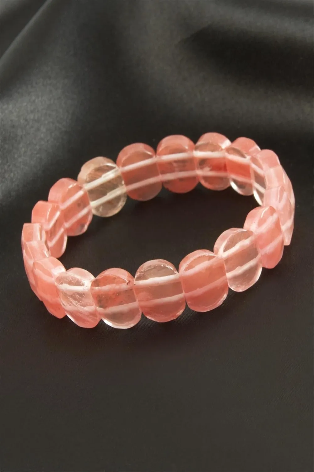 Oval Kesim Pembe Kuvars Doğaltaşlı Bileklik