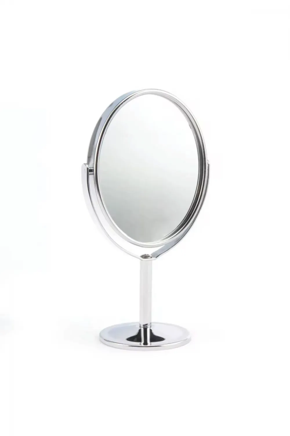 Oval Masaüstü Ayaklı 360° Dönebilen, İşyeri, Seyahat İçin Mini Krom Ayna 15X25CM