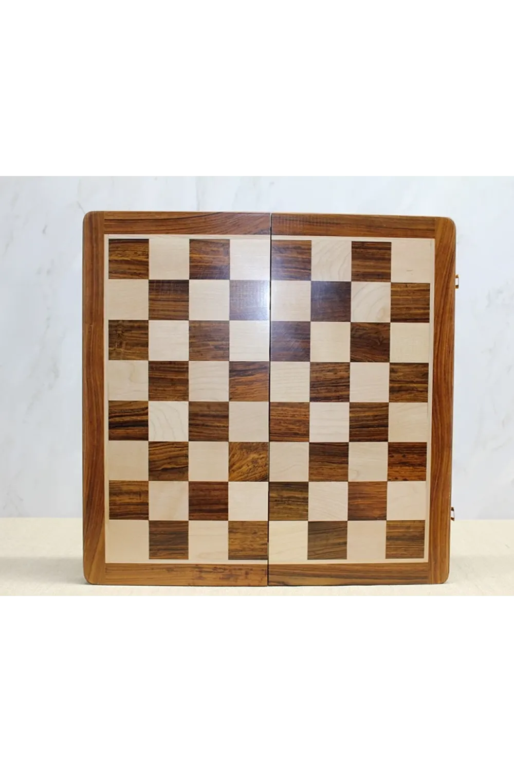 Özel Vernikli Mıknatıs Taşlı Ahşap Katlanabilir Kutulu Satranç Oyunu 30 Cm G223