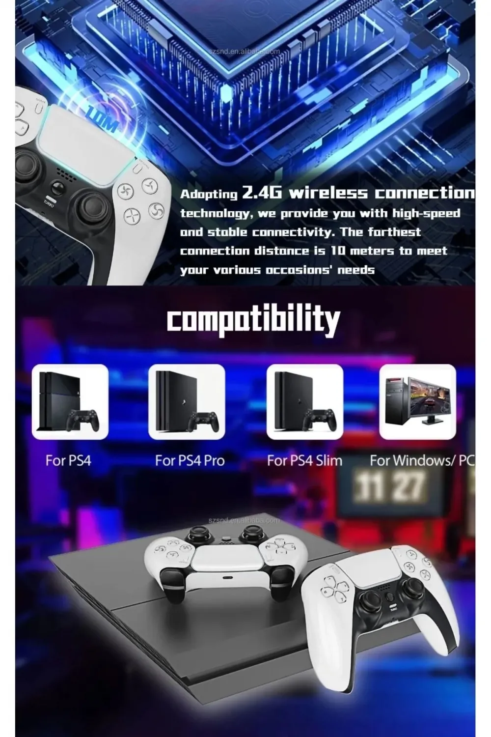 P4 Plus Bluetooth Titreşimli Ps4/ps5 Uyumlu Pc Telefon Joystick Kablosuz Oyun Kolu