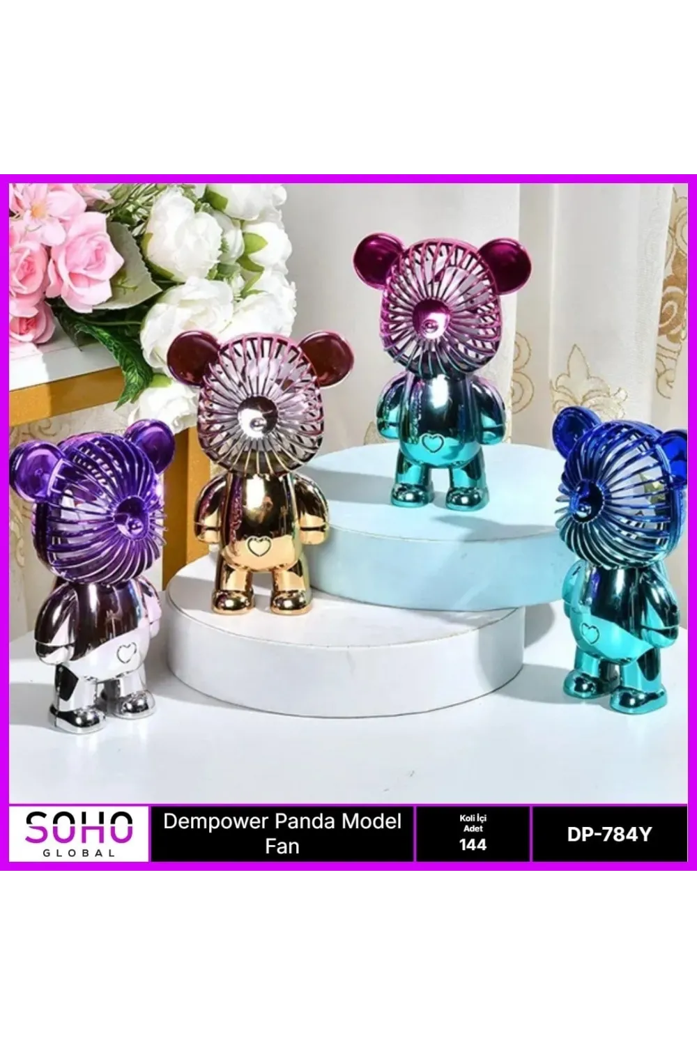 Panda Model Mini Fan 3 Kademeli