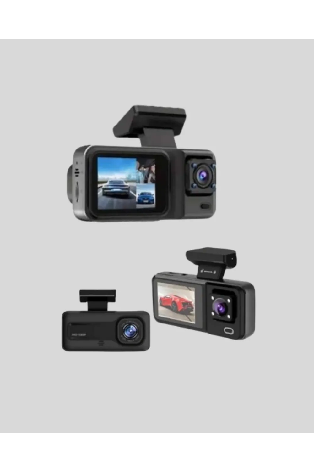 Park Modlu 3 Kameralı Araç Kayıt Cihazı 1080p Ön Kamera 2’’ Ekran