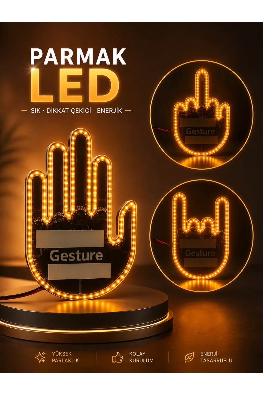 Parmak Led Amber Renkli Işık