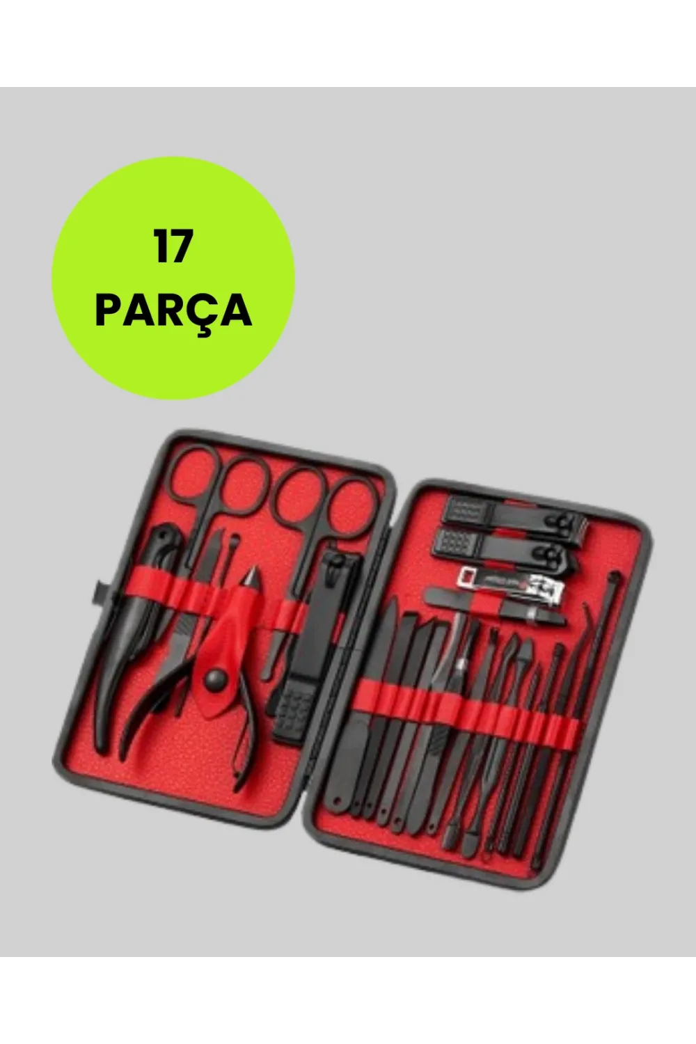 Paslanmaz Çelik 17 Parça Manikür Pedikür Seti Ve Taşınabilir Şık Çanta