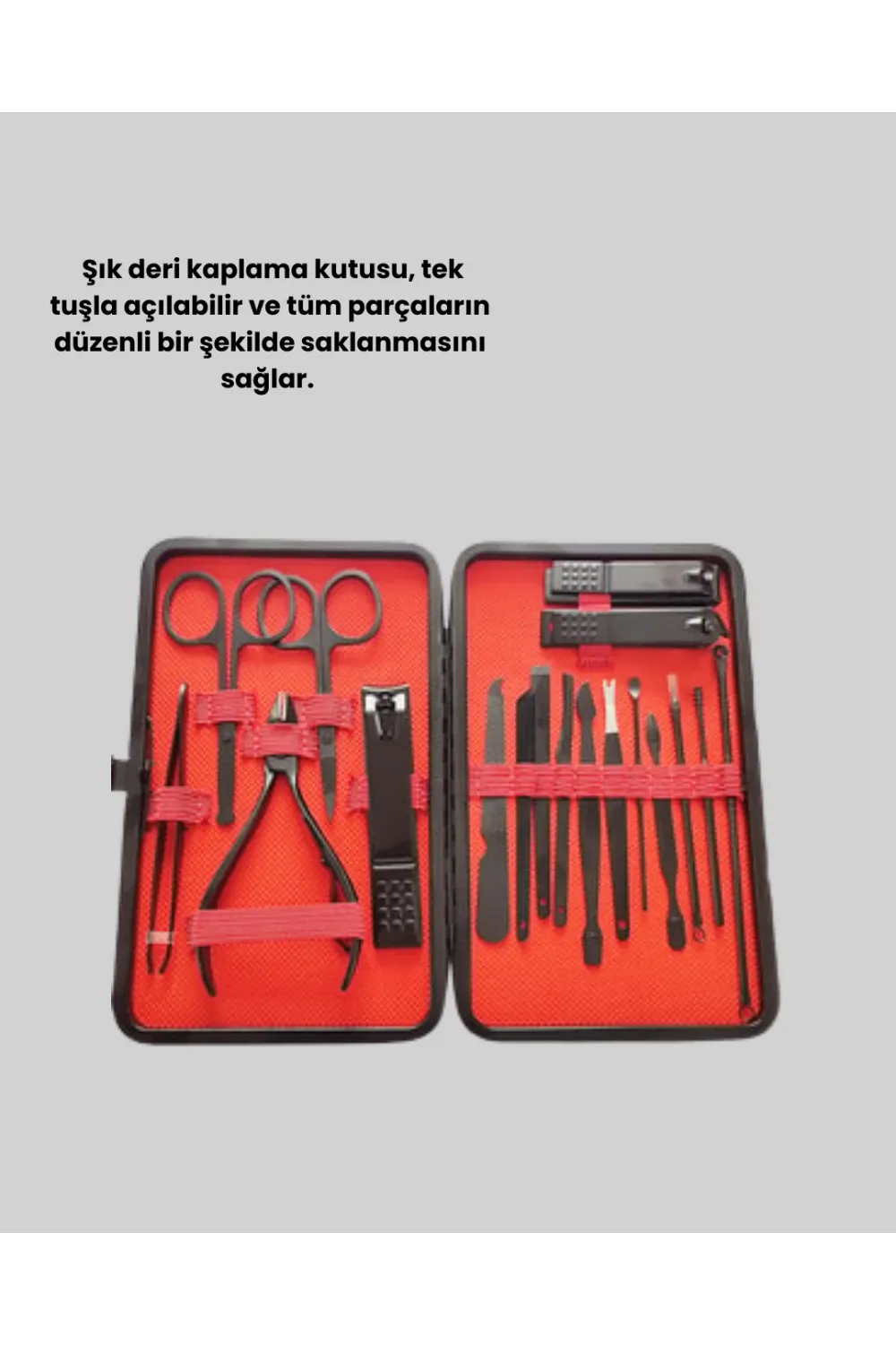 Paslanmaz Çelik 17 Parça Manikür Pedikür Seti Ve Taşınabilir Şık Çanta