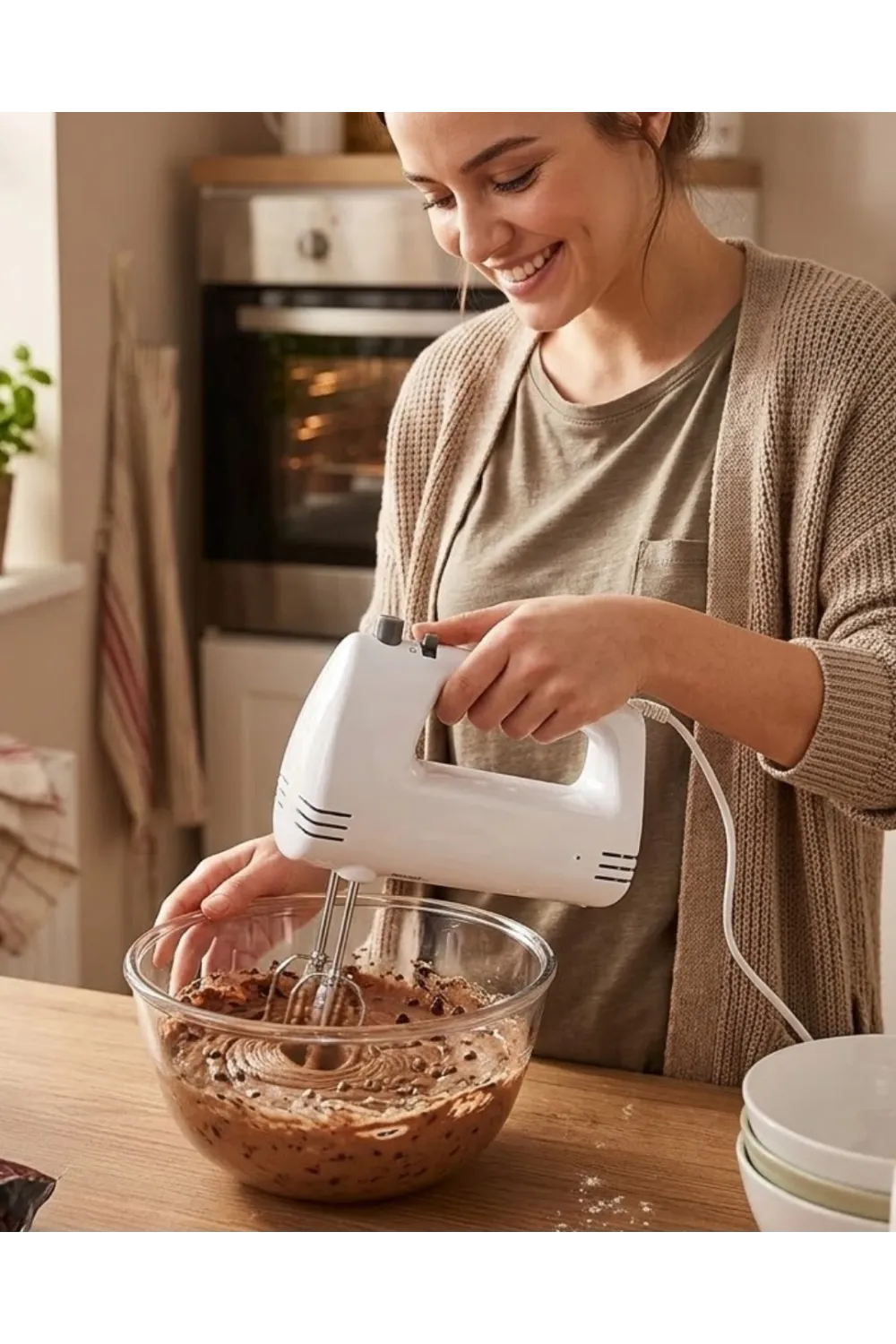 Paslanmaz Çelik Çırpıcılı El Mikseri 250w Çok Kademeli Mutfak Mikseri