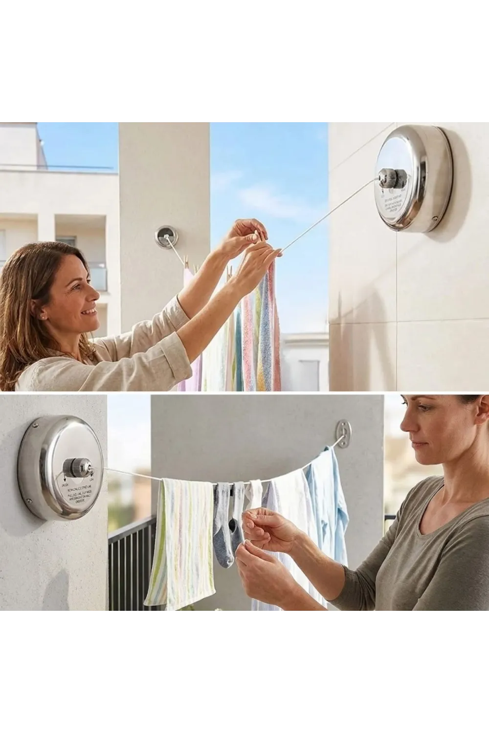 Paslanmaz Çelik Geri Çekilebilir Çamaşır İpi – Duvar Tipi Duvara Monte Banyo,Balkon,Bahçe Çamaşır Kurutma Askısı