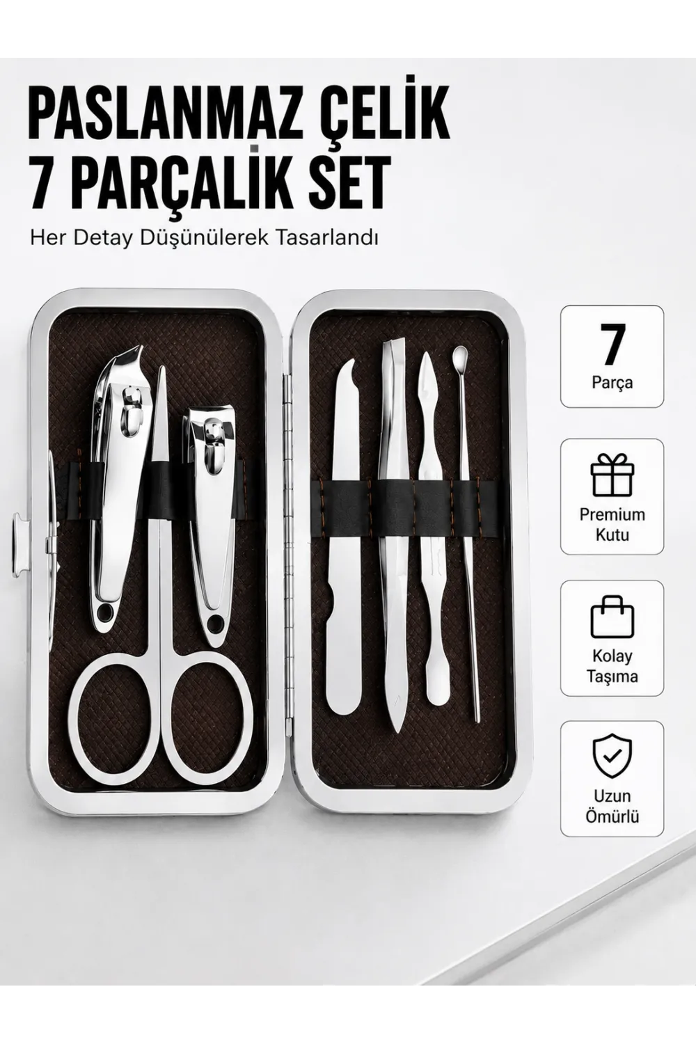 Paslanmaz Çelik Kişisel Bakım Seti – 7 Parça