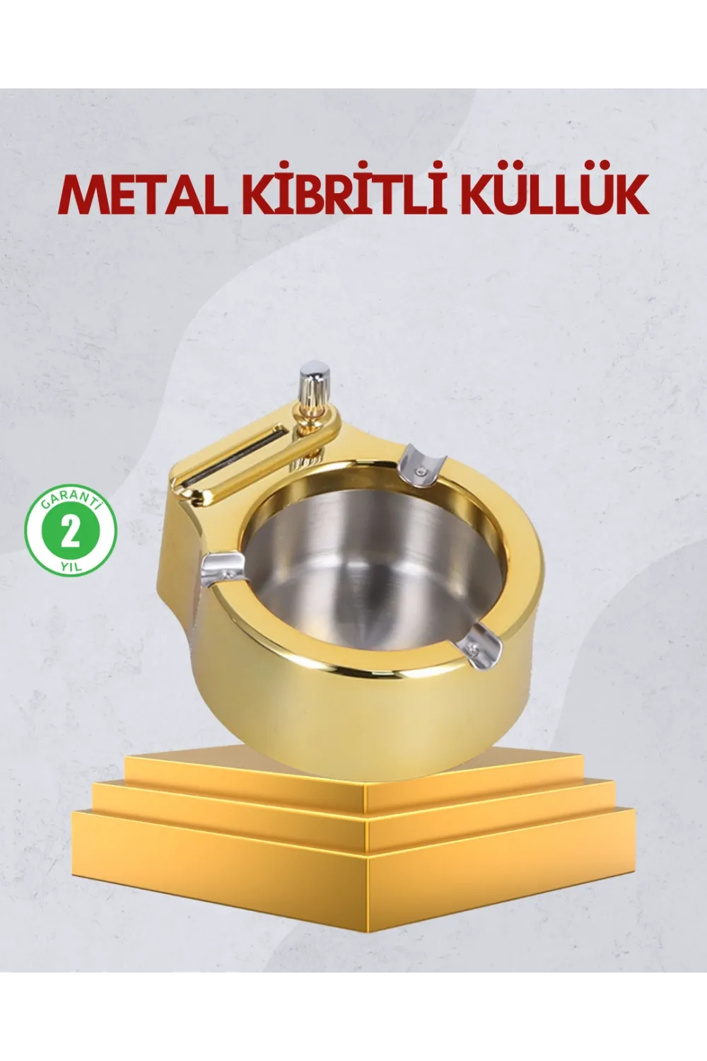 Paslanmaz Çelik Küllük Çakmaklı Masa Üstü Kullanım