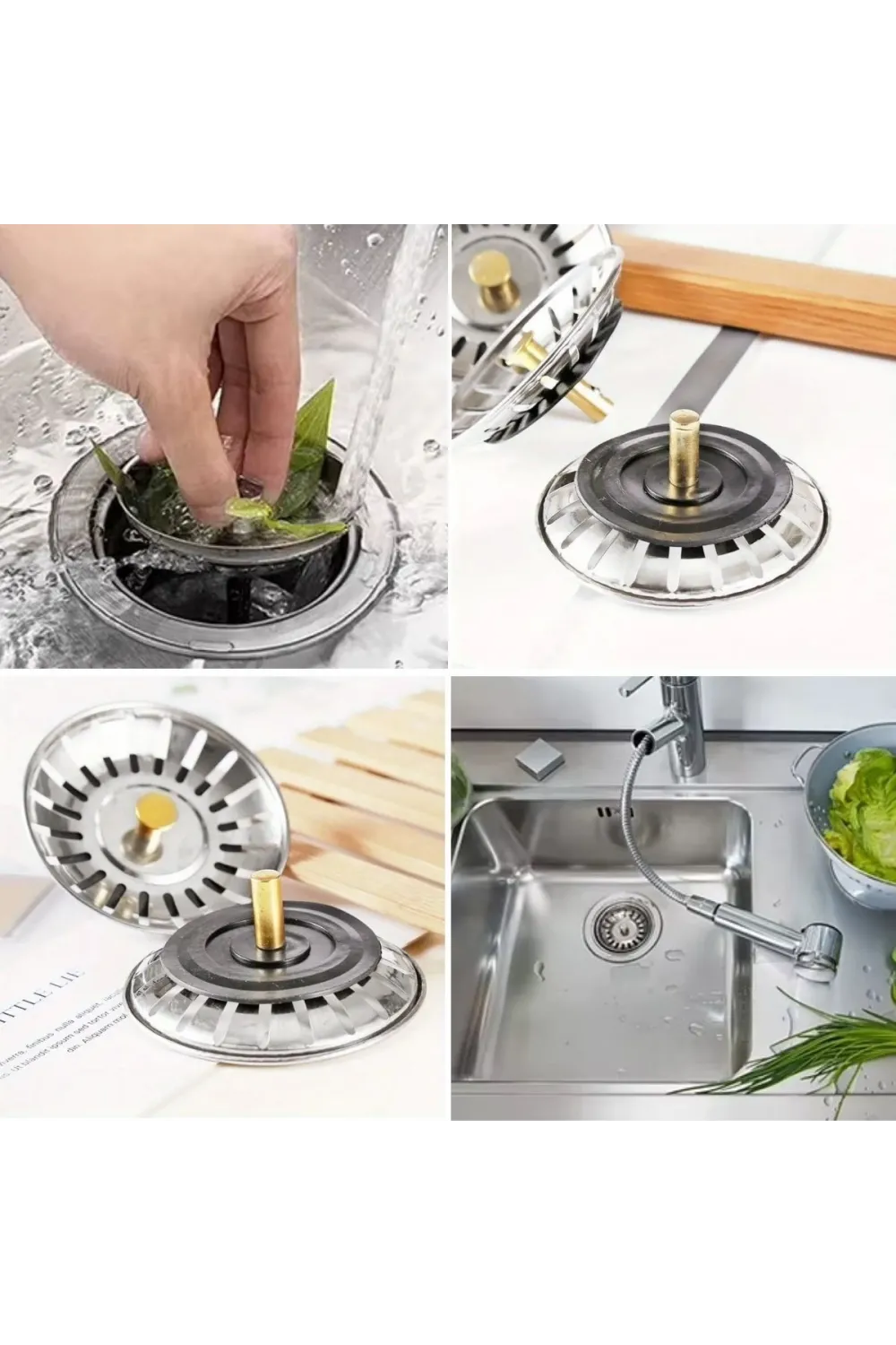 Paslanmaz Çelik Mutfak Evye Lavabo Süzgeci Lavabo Gideri Atık Gıda Tıpası