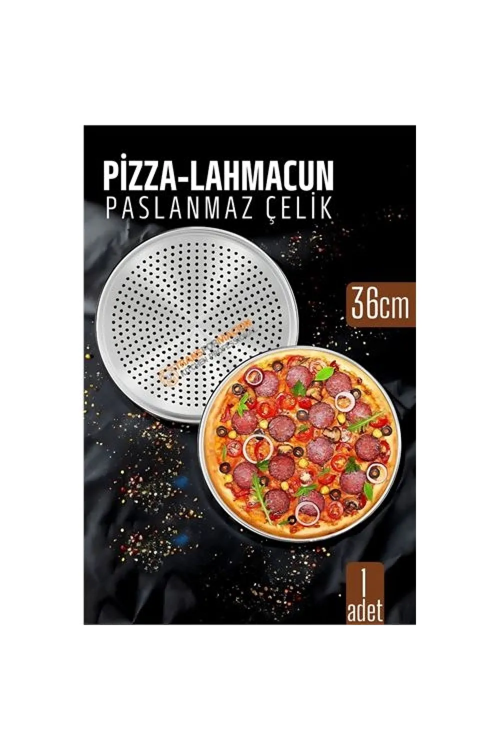 Paslanmaz Çelik Pizza-Lahmacun Tepsisi – Delikli Tasarım ile Mükemmel Pişirme 36 cm 722226