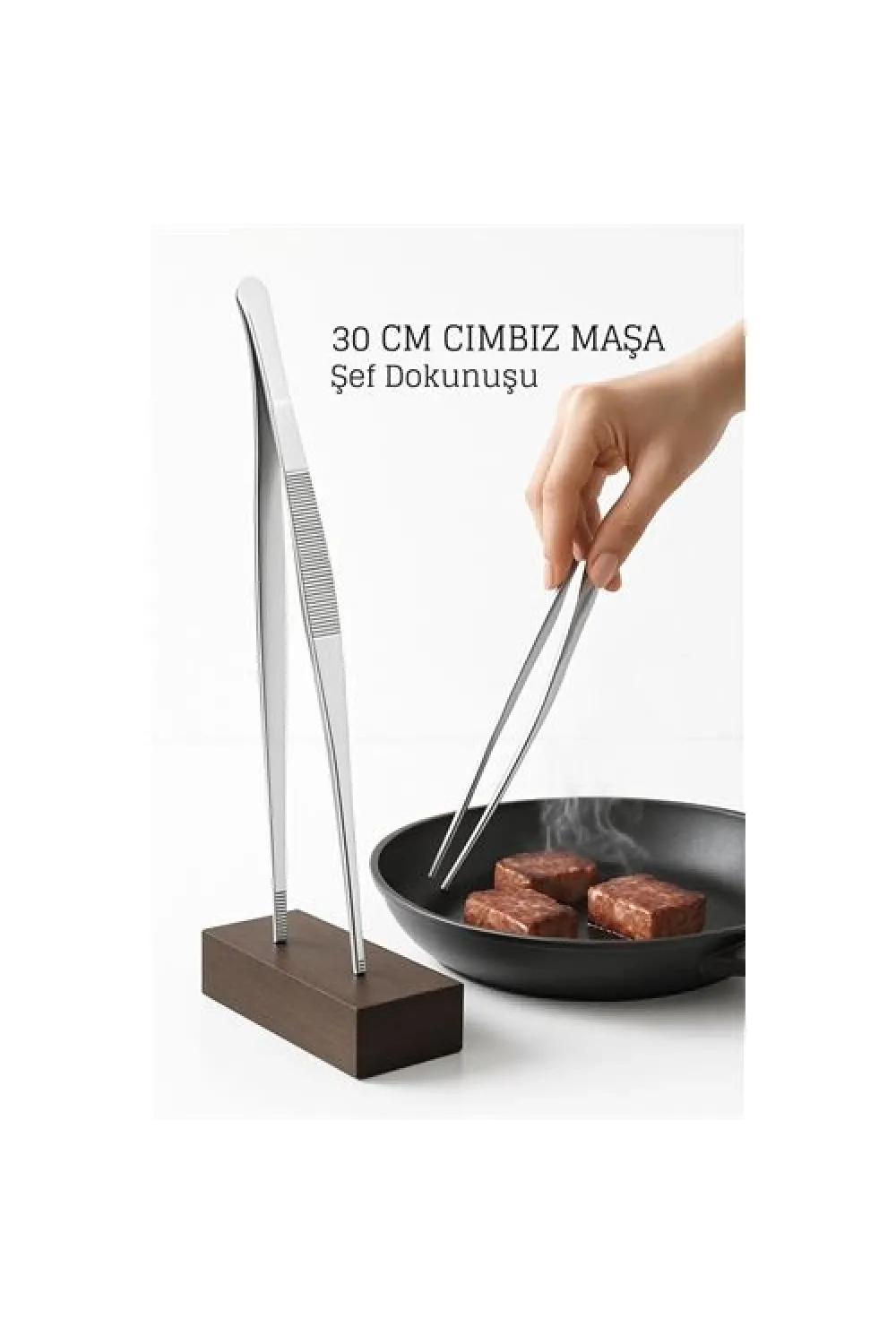 Paslanmaz Çelik Şef Cımbızı 30 cm – Mutfak Maşası Kızartma Maşası