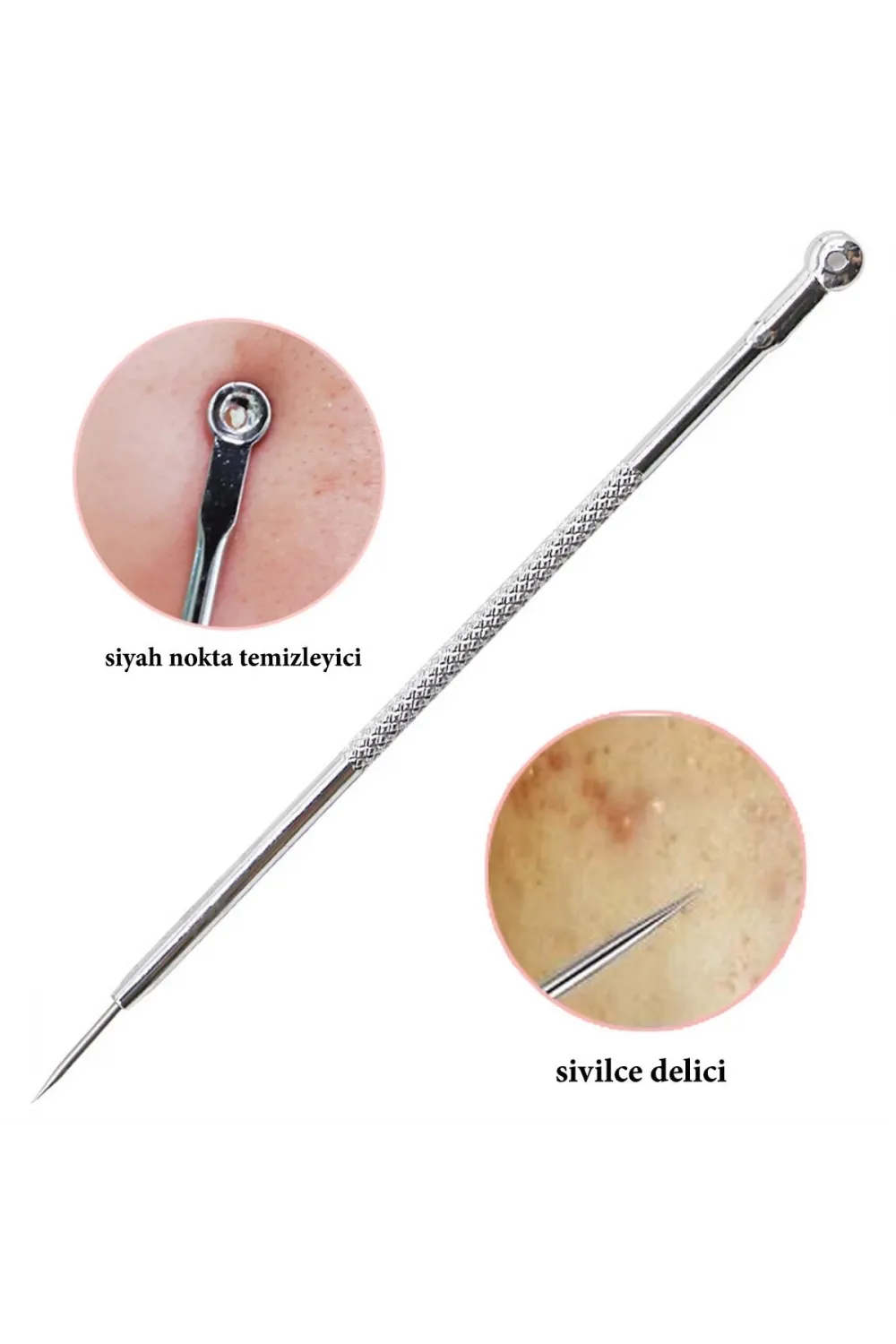 Paslanmaz Çelik Siyah Nokta Sivilce ve Akne Temizleyici Set 3lü Kit