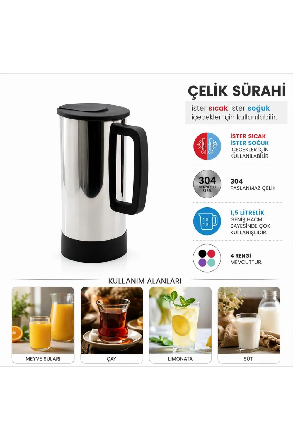 Paslanmaz Çelik Sürahi - Sıcak & Soğuk