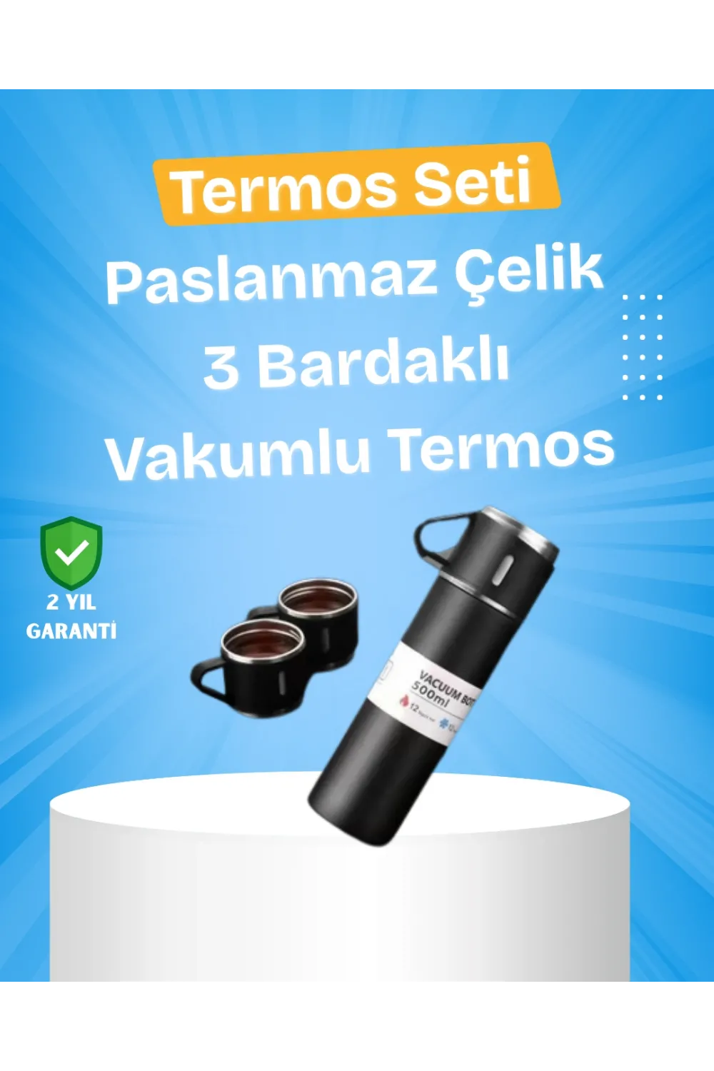 Paslanmaz Çelik Termos Seti | 500 Ml Kapasite, 6-12 Saat Isı Koruma, Hediye Kutulu