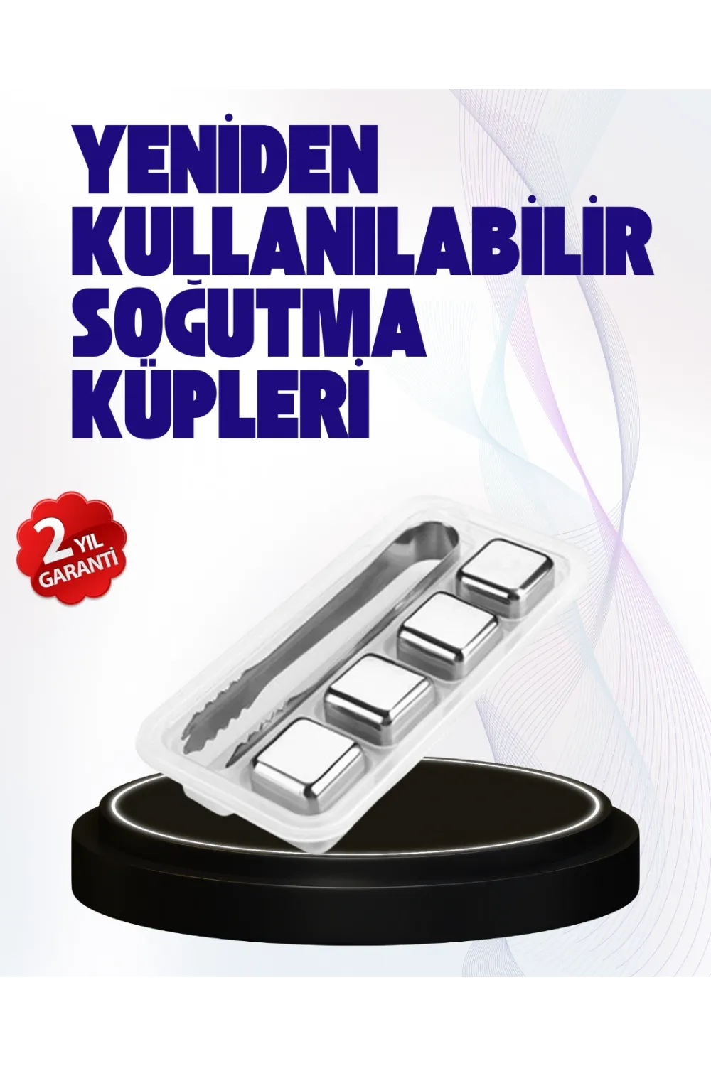 Paslanmaz Çelikten Üretilmiş Metal Buz Küpü Seti Ve Buz Klipsi