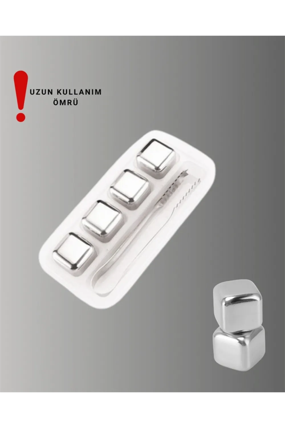 Paslanmaz Çelikten Üretilmiş Metal Buz Küpü Seti Ve Buz Klipsi