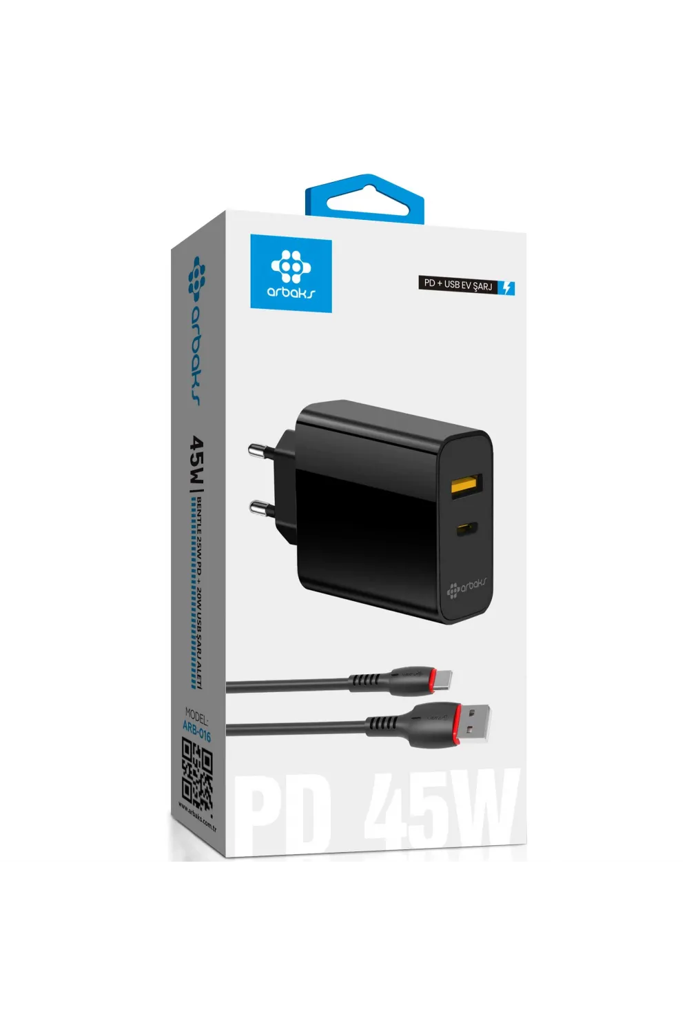 PD 45W PD + QC USB BENTLE TYPE-C SET Arbaks ARB-016