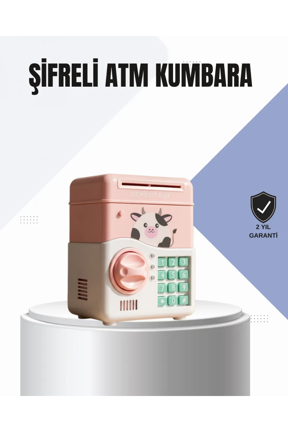 Pembe Elektronik Şifreli Otomatik Para Çeken Atm Kumbarası