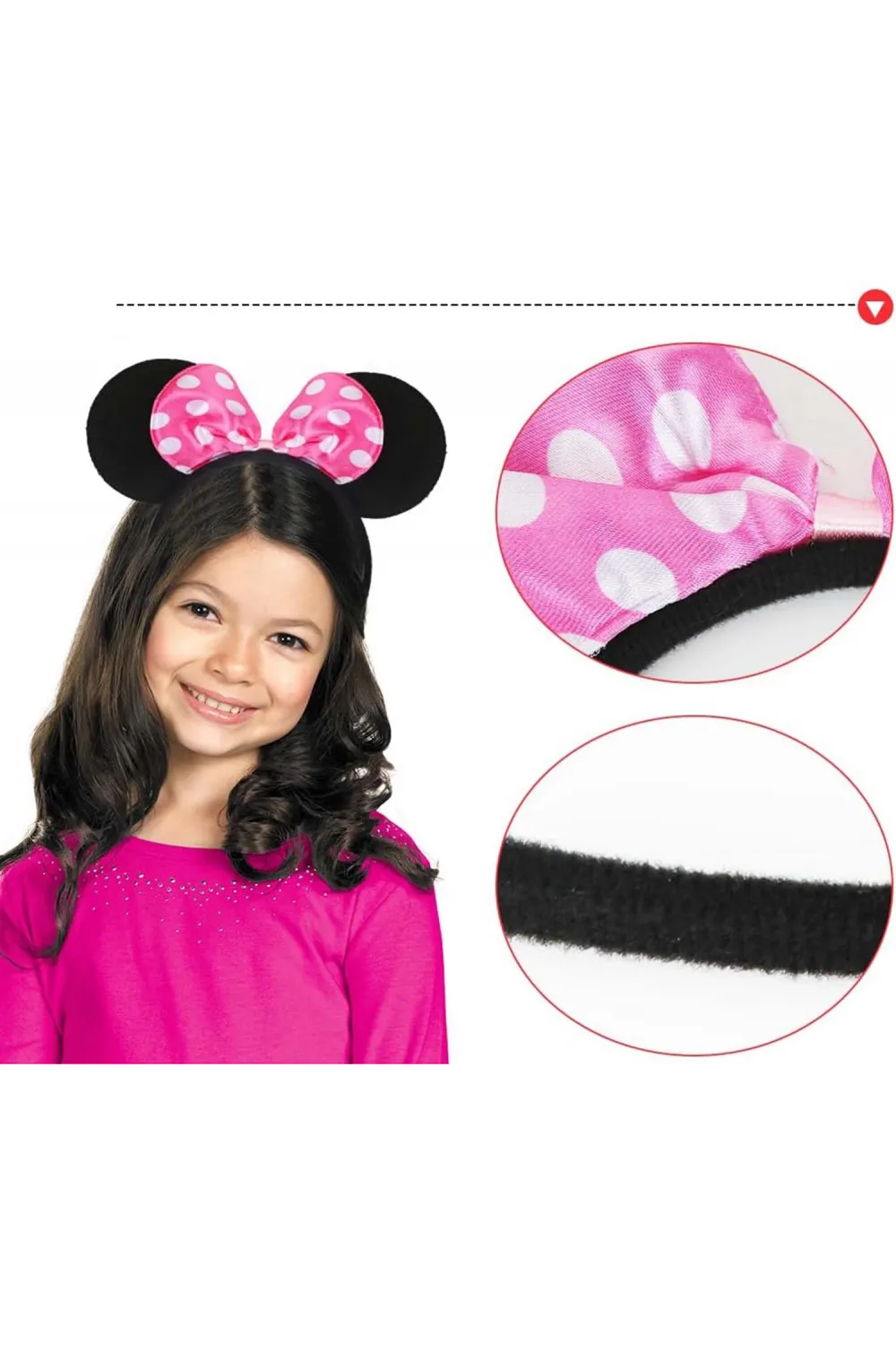 Pembe Fiyonklu Minnie Mouse Tacı Mini Kulak