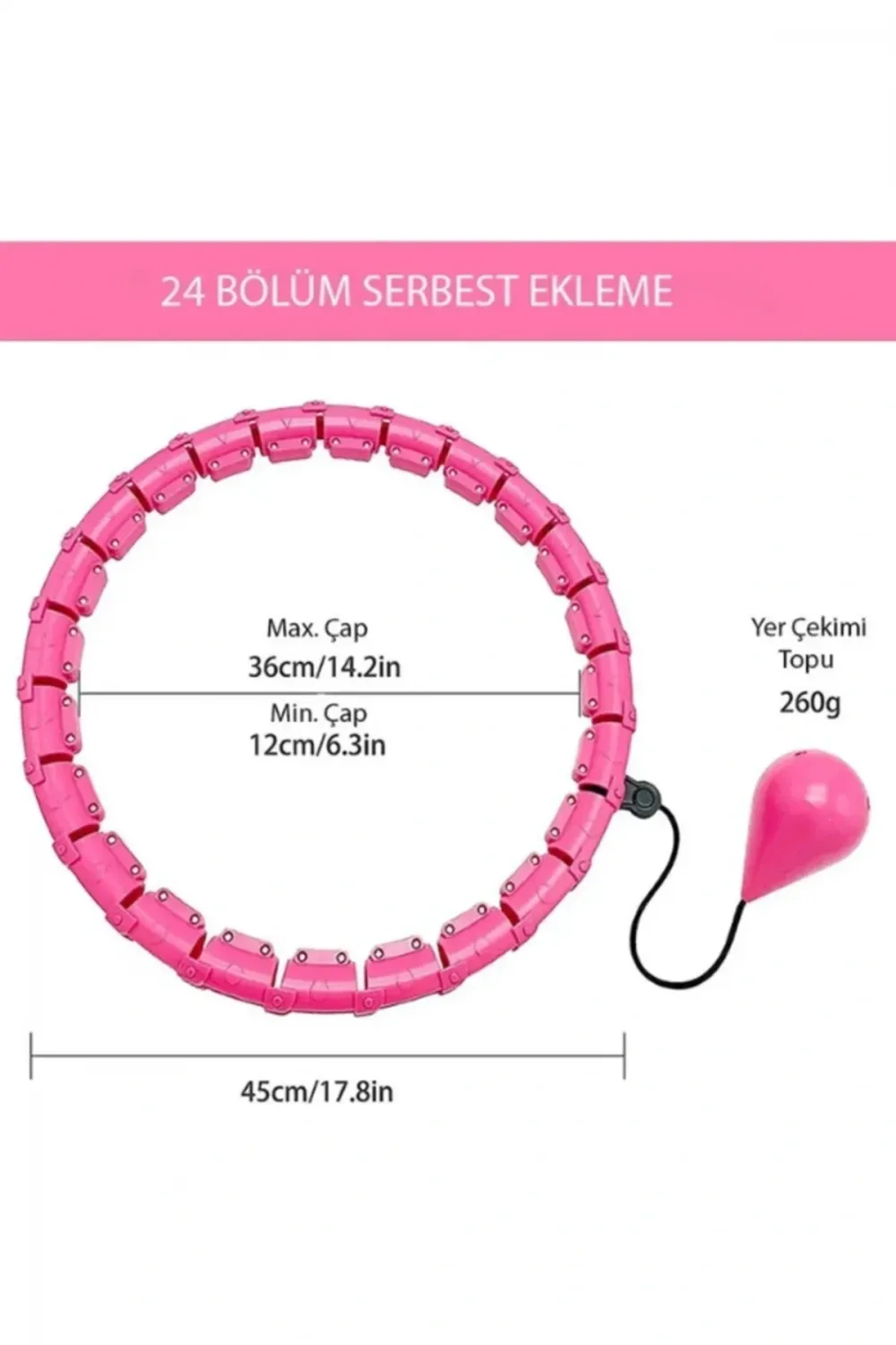 Pembe Hula Hoop Çember 24lü Hulahoop, Egzersiz Çemberi, Egzersiz