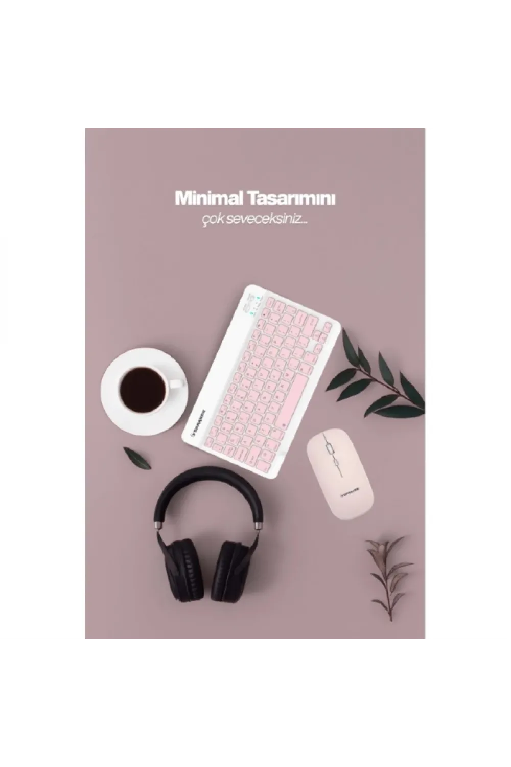 Pembe Kablosuz Klavye Ve Mouse Seti