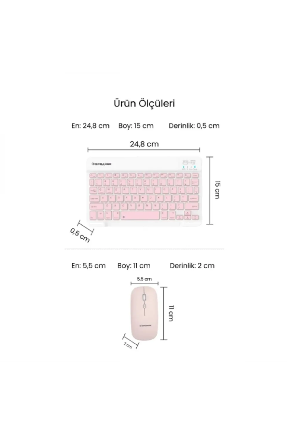 Pembe Kablosuz Klavye Ve Mouse Seti