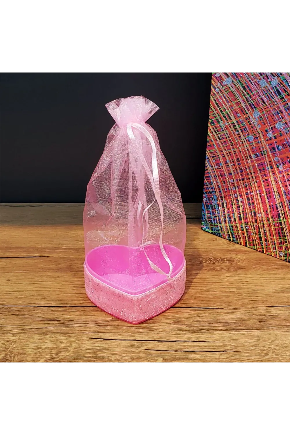 Pembe Kalpli Tül Kese