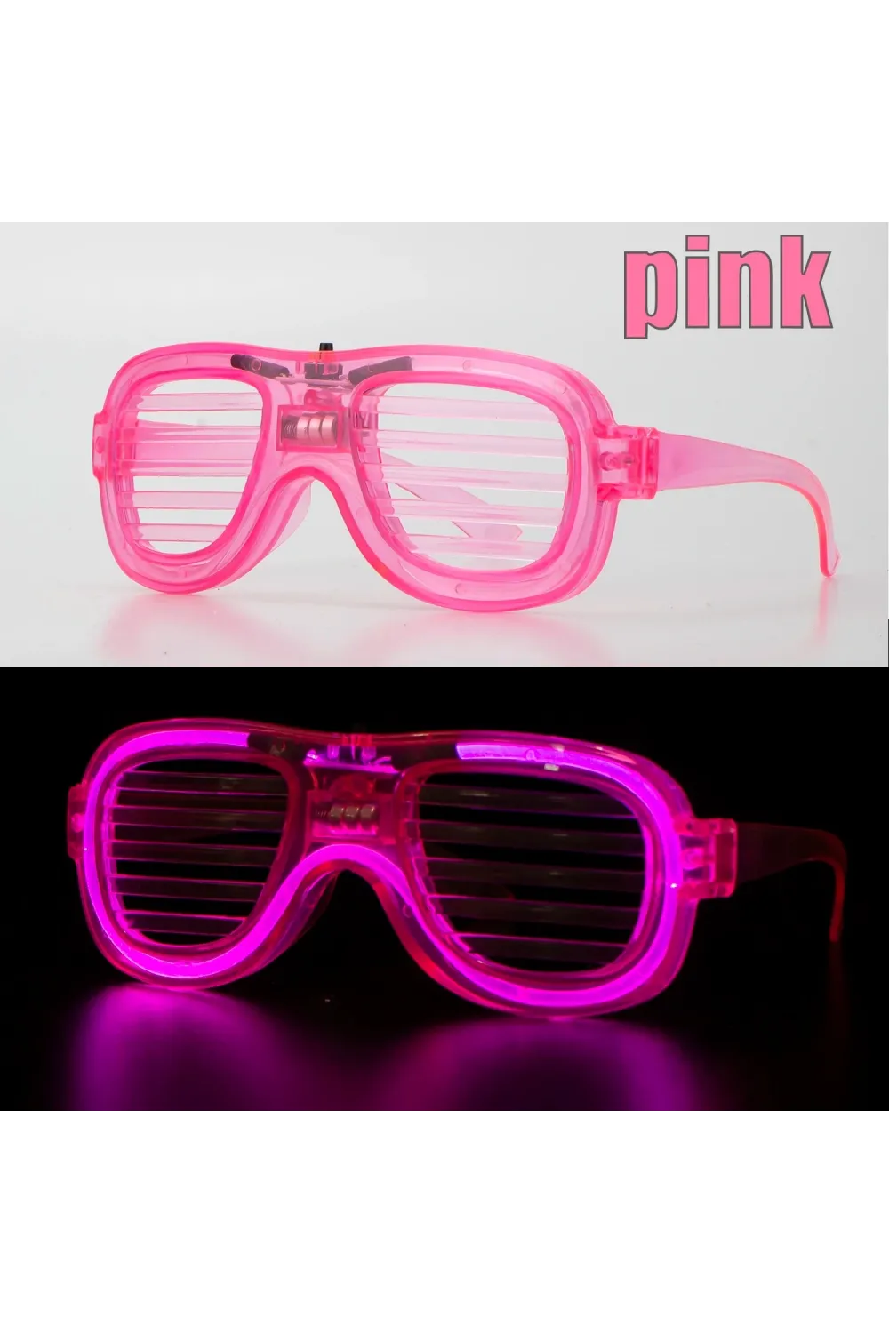 Pembe Led Işıklı Parti Gözlüğü - Neon Glow Şerit Gözlük 3 Modlu