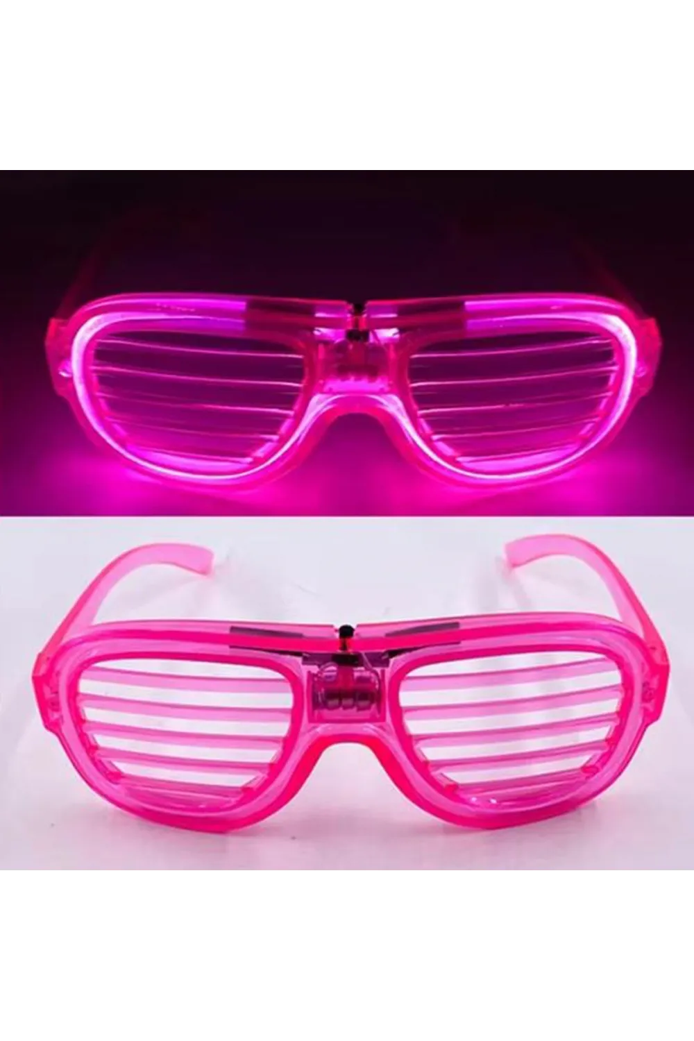 Pembe Led Işıklı Parti Gözlüğü - Neon Glow Şerit Gözlük 3 Modlu